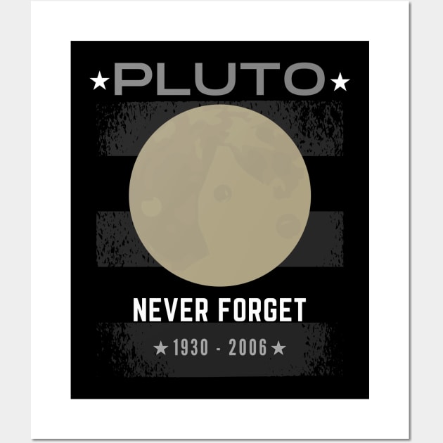 Never Forget Pluto Retro Space Science Graphic Wall Art by Fabled Rags 